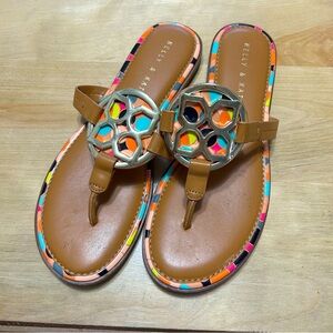 Kelly & Katie Dahlin Sandals Sz 7 1/2 Thong Sandals Women’s Flip Flop Colorful